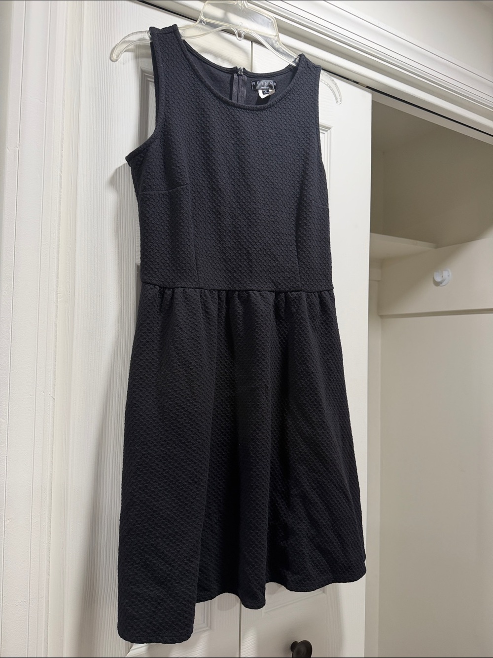 Classic Black Textured Fit & Flare Dress